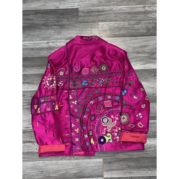 Daniel K. New York Womens Size L Embroidered Back Design Silk Jacket Pink - Picture 2 of 9